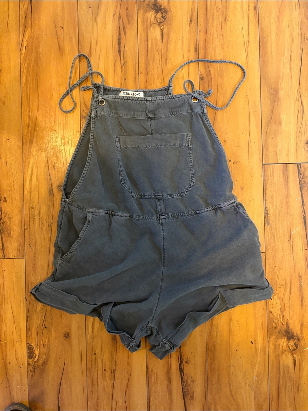 Billabong Slate Blue Denim-Style Short Overalls